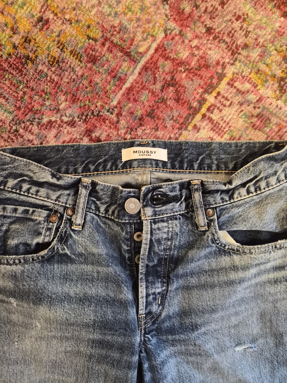Moussy High-Rise Faded Blue Button-Fly Jeans
